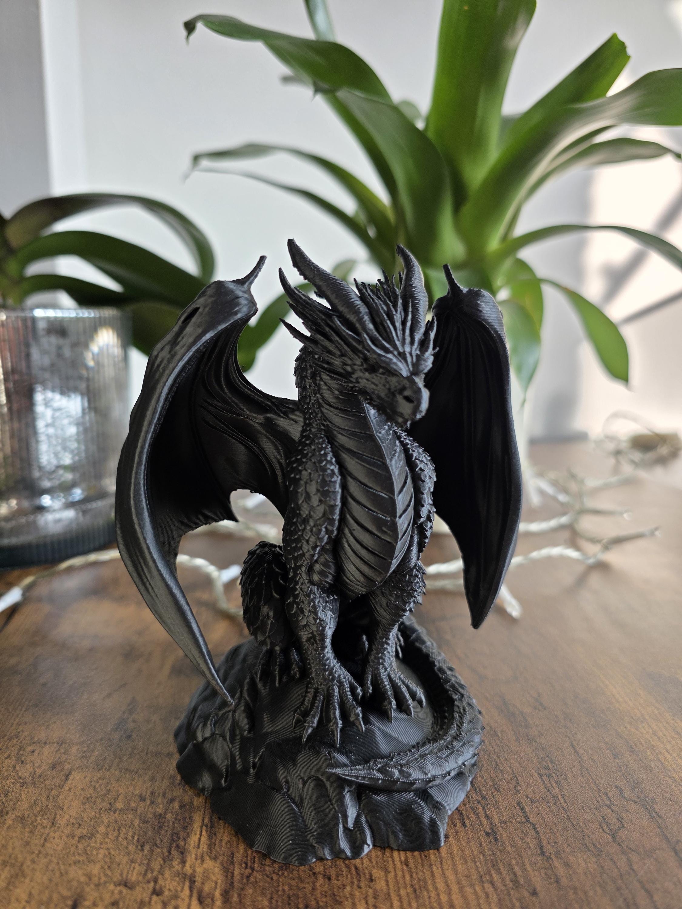 3D Printed Dragon Figurine, Fantasy Gothic Sculpture, Desk Ornament, 6 Colours