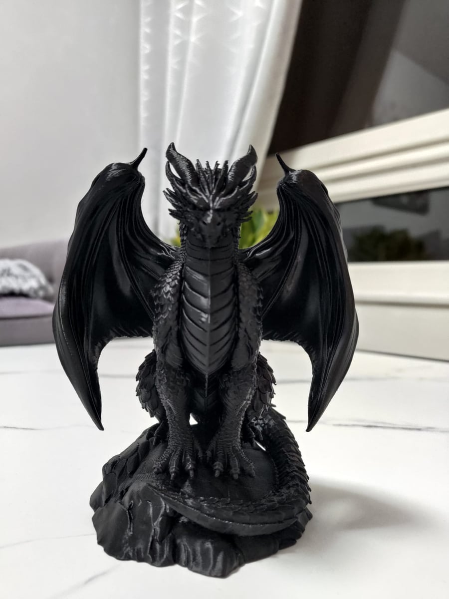 3D Printed Black Dragon Figurine