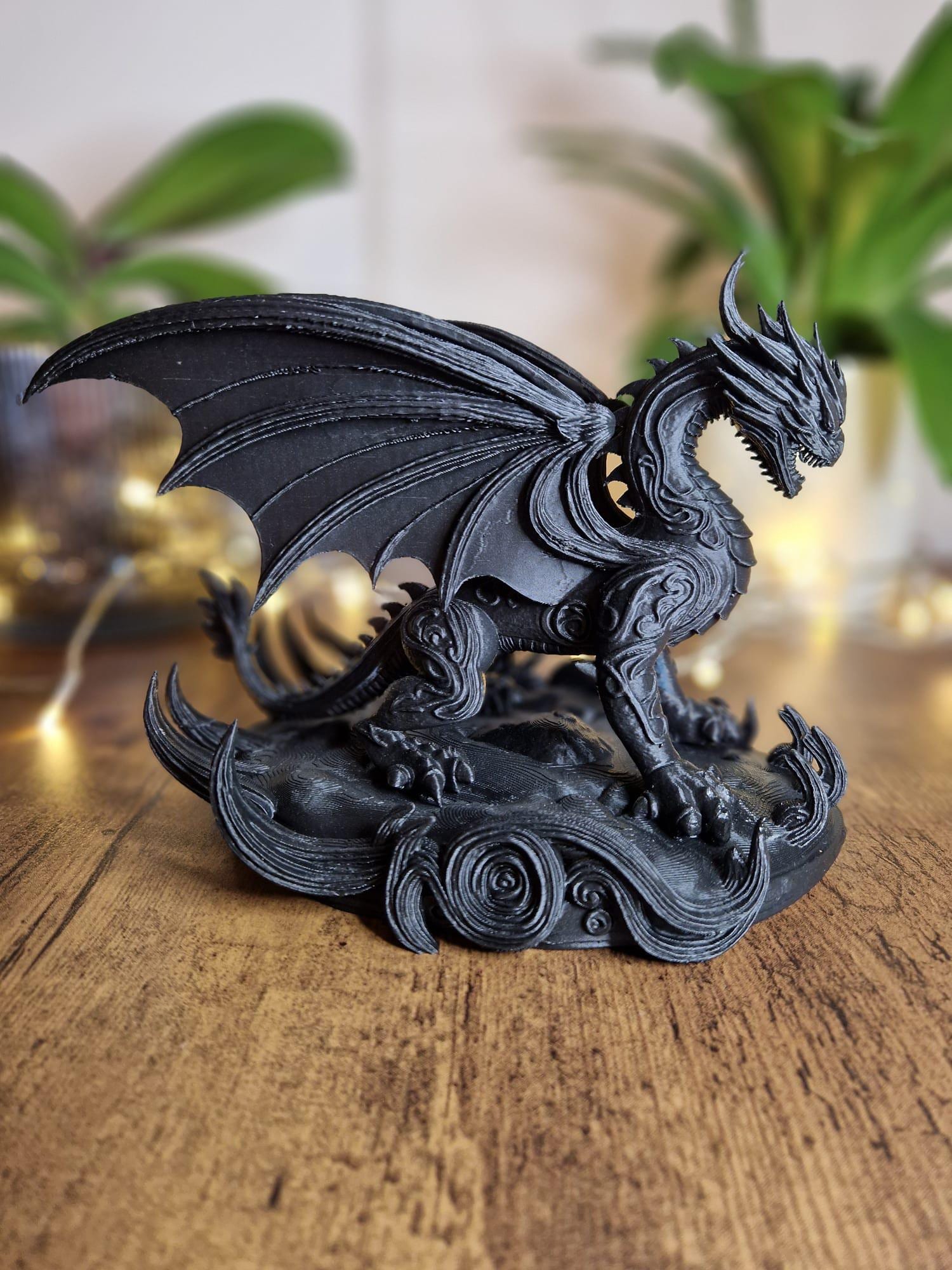 Grand Dragon Statue — perched dragon on a rocky base
