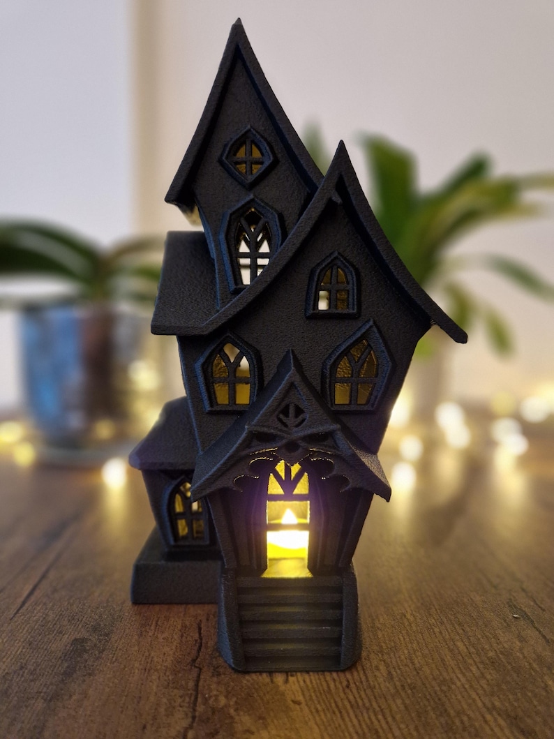 Haunted House Lantern — gothic 3D printed Halloween luminary
