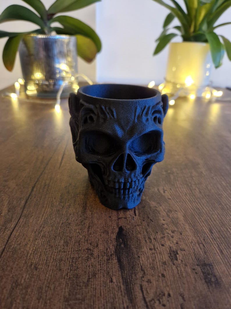 Skull Holder — gothic desk organizer pen pot, 3D printed